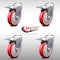 Service Caster 5 Inch SS Red Polyurethane Swivel Bolt Hole Caster Set with Total Lock Brake SCC-SSBHTTL20S514-PPUB-RED-4 - alternate 2